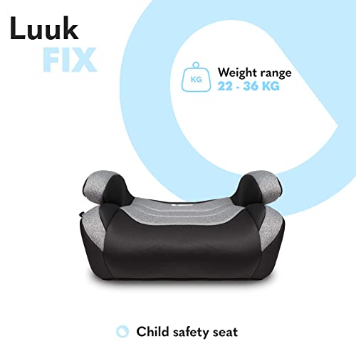 LIONELO Luuk FIx Asiento de seguridad Para 22-36 kg, Sistema BeltHold Montaje ISOFIX o cinturones de seguridad, Base para el coche Asiento, ergonómico, gris y negro