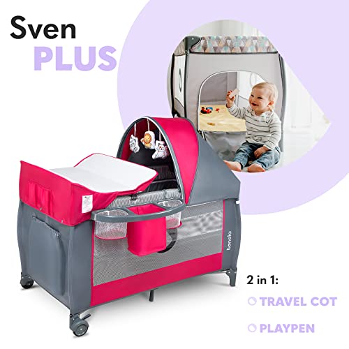 LIONELO Sven Plus 2en1 Cuna de viaje y parque de bebés 0-36M Para niños hasta 15 kg Función de cambiador Mosquitero Apertura lateral con cremallera Ajuste de altura