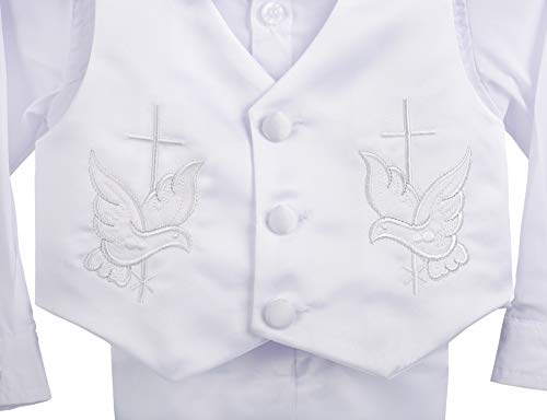 Lito Angels - Ropa Traje de Bautizo Bautismo para Bebe Niño con Gorro Capó, Manga Larga, Blanco, Talla 9-12 Meses, D