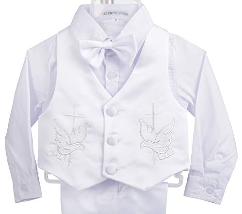 Lito Angels - Ropa Traje de Bautizo Bautismo para Bebe Niño con Gorro Capó, Manga Larga, Blanco, Talla 9-12 Meses, D