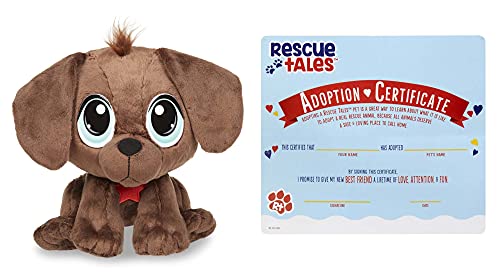 Little Tikes Rescue Tales Juego de Bañera Scrub 'n Groom - Suave y Abrazable - Peluche de Labrador Chocolate - Incluye Certificado de Adopción, Cepillo, Secador de Pelo y Pato de Goma - 3+ Años