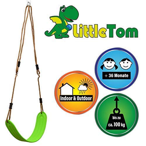 LittleTom Columpio para niños 67x14cm con Tabla de plástico Flexible Verde