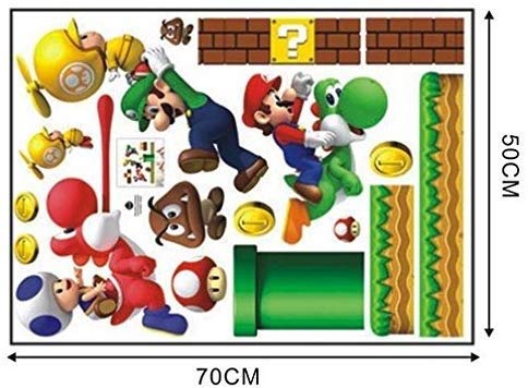 LIZHIOO Etiqueta de la Pared 3D Super Mario Bros Mural Etiqueta de la Pared extraíble calcomanías de Vinilo for niños Nursery Decor Art Nursery Decor Home Kids Room Decor