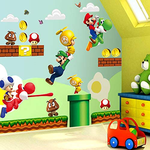 LIZHIOO Etiqueta de la Pared 3D Super Mario Bros Mural Etiqueta de la Pared extraíble calcomanías de Vinilo for niños Nursery Decor Art Nursery Decor Home Kids Room Decor