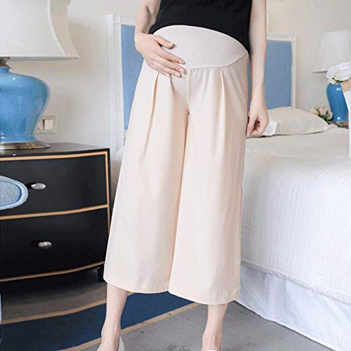 LLSS Pantalones de Maternidad Pantalones Anchos de Gasa Pantalones recortados Marea Mamá Ropa Exterior Recta Suelta Soporte para el Vientre Primavera y Verano