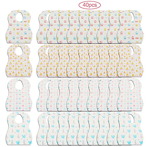 LncBoc Pack de 40 baberos desechables para bebé, baberos ajustables para viajes, para viajes, lindos protectores de ropa de bebé para bebés y niñas