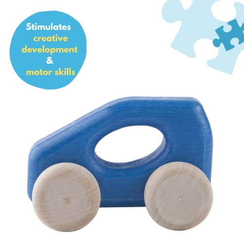 Lobito Juguetes Coche de Clase A de Madera | Juguetes Montessori para Bebés | Habilidades Motoras Sensoriales | Regalo para Niños 1 2 3 Años para Niño o Niña | Modelado en Coche Alemán (Azul)