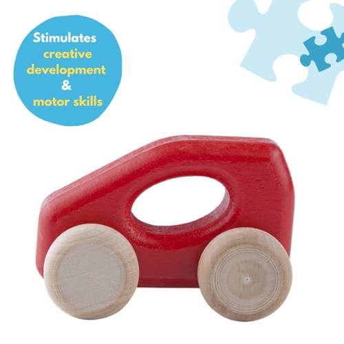 Lobito Juguetes Coche de Clase A de Madera | Montessori Juguetes para Bebés | Habilidades Motoras Sensoriales | Regalo para Niños 1 2 3 Años para Niño o Niña | Modelado en Coche Alemán (Rojo)