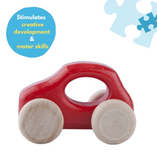 Lobito Juguetes F500 Coche de Madera | Montessori Juguetes para Bebés | Habilidades Motoras Sensoriales | Regalo para Niños 1 2 3 Años para Niño o Niña | Modelado en Leyenda Italiana (Rojo)