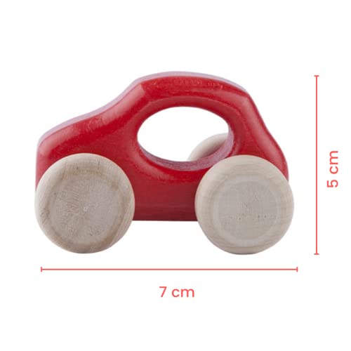 Lobito Juguetes F500 Coche de Madera | Montessori Juguetes para Bebés | Habilidades Motoras Sensoriales | Regalo para Niños 1 2 3 Años para Niño o Niña | Modelado en Leyenda Italiana (Rojo)