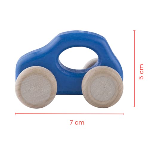 Lobito Juguetes F500 Coche de Madera | Montessori Juguetes para Bebés | Habilidades Sensoriales | Regalo para Niños 1 2 3 Años para Niño o Niña | Modelado en Leyenda Italiana (Azul)