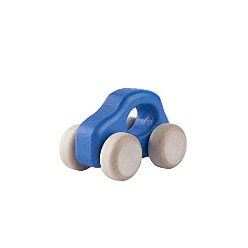 Lobito Juguetes F500 Coche de Madera | Montessori Juguetes para Bebés | Habilidades Sensoriales | Regalo para Niños 1 2 3 Años para Niño o Niña | Modelado en Leyenda Italiana (Azul)