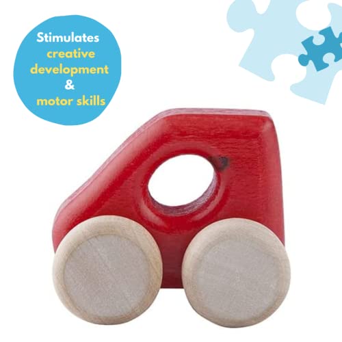 Lobito Juguetes Smart Coche de Madera | Montessori Juguetes para Bebés | Habilidades Sensoriales | Regalo para Niños 1 2 3 Años para Niño o Niña | Modelado en Coche Alemán (Rojo)