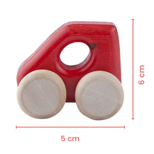 Lobito Juguetes Smart Coche de Madera | Montessori Juguetes para Bebés | Habilidades Sensoriales | Regalo para Niños 1 2 3 Años para Niño o Niña | Modelado en Coche Alemán (Rojo)