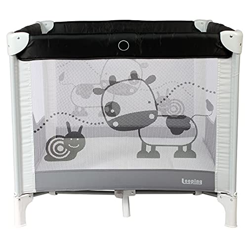 Looping - Parque infantil plegable 90 x 90 cm - Bolsa de transporte incluida (Parque Seul, Black Emotion)