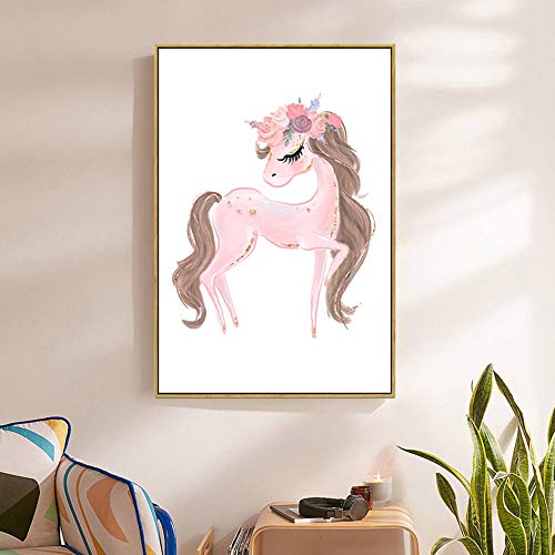 Lote de 3 Póster Chambre Bebe Fille 30 x 40 Póster Unicornio Decoración Pared Enfantil Baby Shower Cadeau DIN A3 sin marco