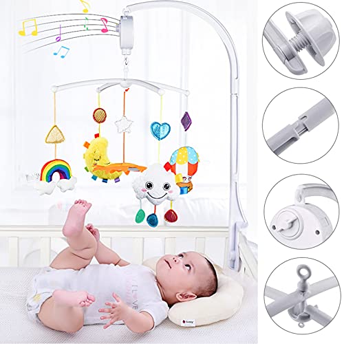 Lre Co.Soporte móvil para cuna de bebé de 26 pulgadas, brazo móvil para cuna con caja de música ligera, soporte móvil para cuna para bebés, niños y niñas