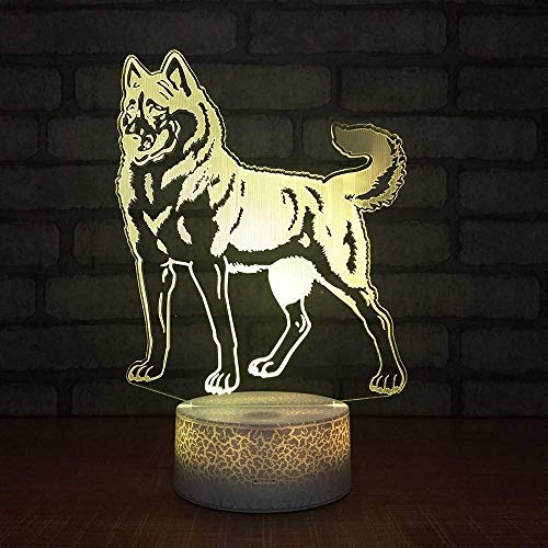 Luces 3D de Perro Lobo Colorido Control Remoto táctil Led Navidad Luz de Noche Regalos creativos Lámparas pequeñas Venta al por Mayor USB Led Lámpara para niños