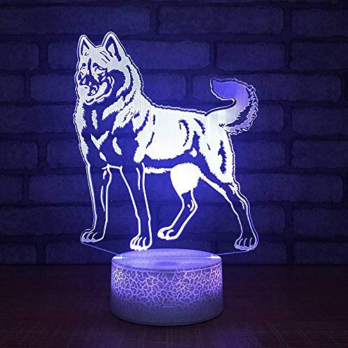 Luces 3D de Perro Lobo Colorido Control Remoto táctil Led Navidad Luz de Noche Regalos creativos Lámparas pequeñas Venta al por Mayor USB Led Lámpara para niños