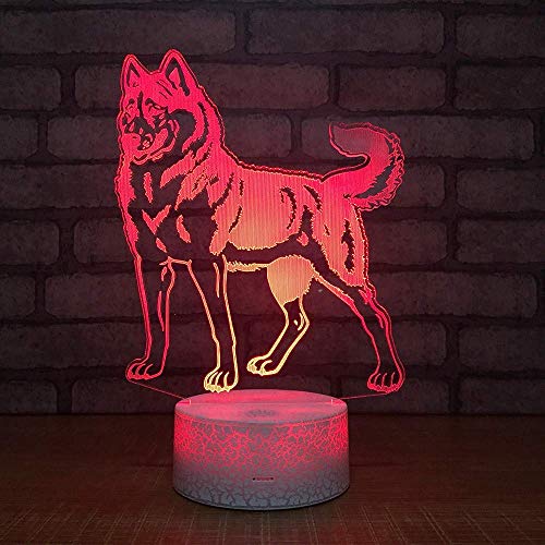 Luces 3D de Perro Lobo Colorido Control Remoto táctil Led Navidad Luz de Noche Regalos creativos Lámparas pequeñas Venta al por Mayor USB Led Lámpara para niños