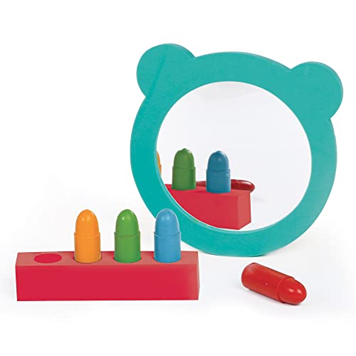 LUDI - Estuche Aquacolor - Juego de colorear de baño - 4 lápices borrables + 1 espejo flexible - A partir de 10 meses