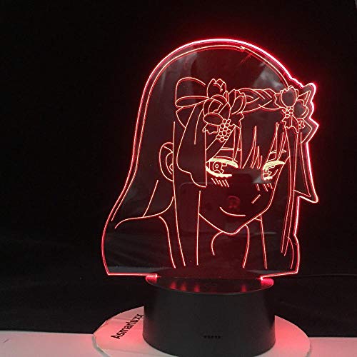 LUOXIA LUOXIA Luz nocturna LED 3D lámpara Anime 3D lámpara Zero Two 002 Lamp Darling In The FRANXX LED Night Light para niños Boy, Bedroom Decor manga Birthday Gift toy lámpara de mesa 7 colores