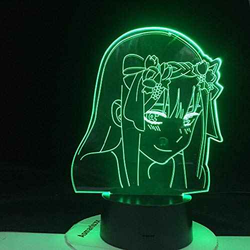 LUOXIA LUOXIA Luz nocturna LED 3D lámpara Anime 3D lámpara Zero Two 002 Lamp Darling In The FRANXX LED Night Light para niños Boy, Bedroom Decor manga Birthday Gift toy lámpara de mesa 7 colores