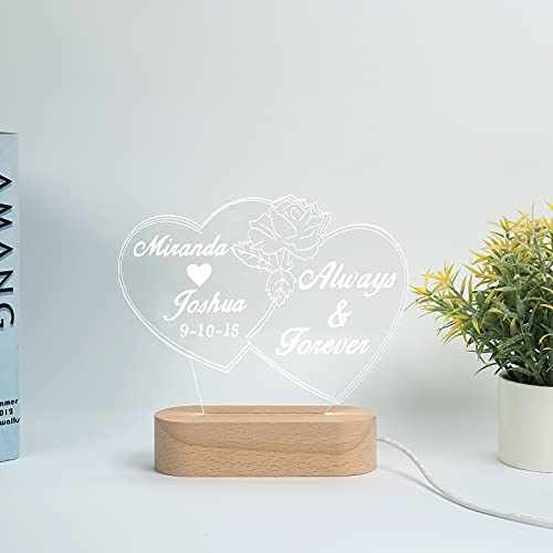 Luz de Noche Nombre Personalizada Luz de Noche Lámpara de Escritorio 3D Dormitorio LED Lámpara USB Decoración Para el Hogar Luces Niños Parejas Amigos Familia Casarse Cumpleaños Aniversario Regalo