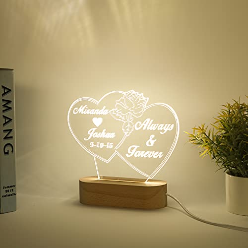 Luz de Noche Nombre Personalizada Luz de Noche Lámpara de Escritorio 3D Dormitorio LED Lámpara USB Decoración Para el Hogar Luces Niños Parejas Amigos Familia Casarse Cumpleaños Aniversario Regalo