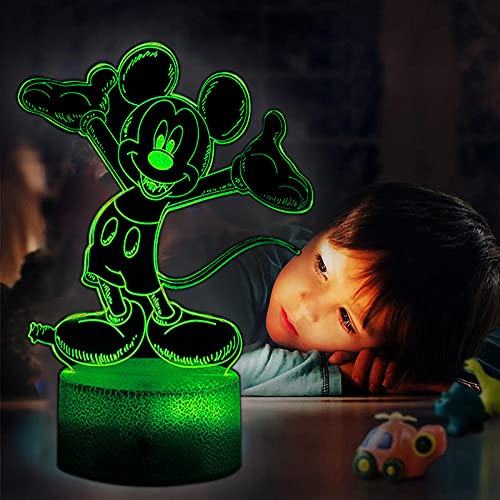 Luz de noche para niños Mickey Mouse E lámpara de luz 3D con control remoto y toque inteligente, regalos para niños niñas de 2 3 4 5 6 7 8 años de edad niño regalos