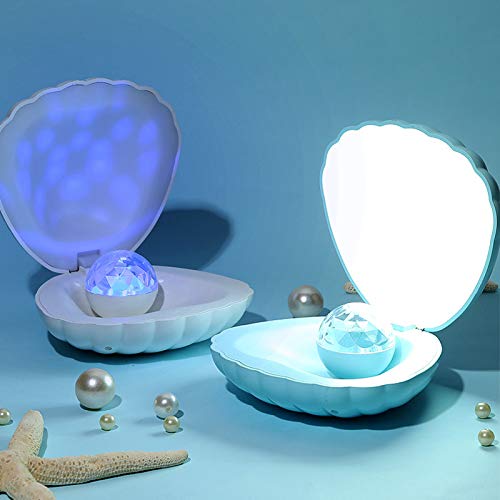 Luz de Noche Shell Led Night Light Proyector USB Recargable Lámpara De Mesa Ambiente Iluminación para Niños Bebé Niños Regalo Mesita De Noche Blanco