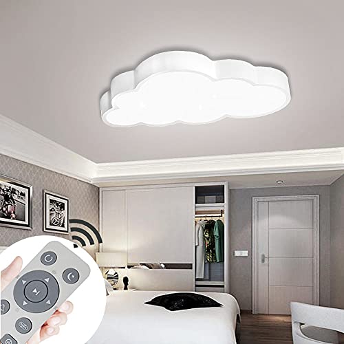 Luz de techo LED de 48w para habitación de niños, nubes regulables, dormitorio con control remoto, luz de nube ultrafina para sala de estar, comedor y sala de estudio, blanco