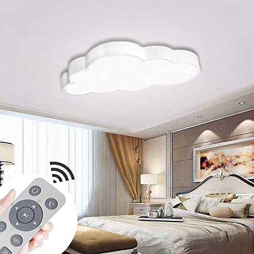 Luz de techo LED de 48w para habitación de niños, nubes regulables, dormitorio con control remoto, luz de nube ultrafina para sala de estar, comedor y sala de estudio, blanco