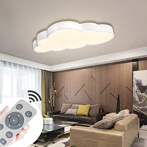 Luz de techo LED de 48w para habitación de niños, nubes regulables, dormitorio con control remoto, luz de nube ultrafina para sala de estar, comedor y sala de estudio, blanco