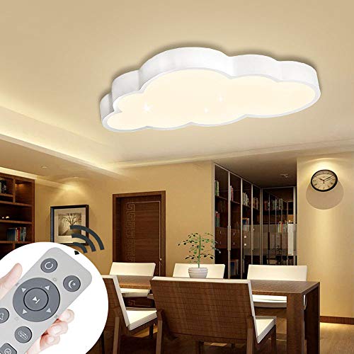 Luz de techo LED de 48w para habitación de niños, nubes regulables, dormitorio con control remoto, luz de nube ultrafina para sala de estar, comedor y sala de estudio, blanco