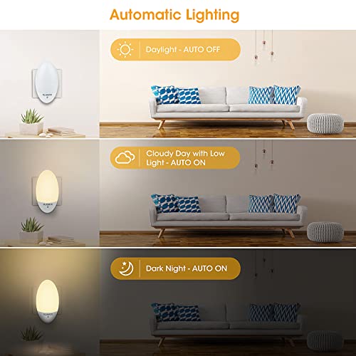 Luz Nocturna Infantil, SLAMOS Luz Nocturna LED Automático Plug-and-Play con Sensor de Luz, Luz Calida LED Noche para Habitación Bebé, Pasillos, Dormitorio, Sala etc.