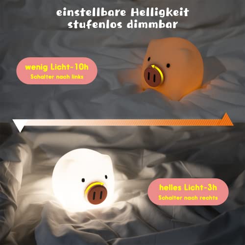 Luz Nocturna Infantil, UNEEDE Lampara Bebe de Silicona Kawaii, Regulables USB Lampara Bebe para la Habitación del Bebé