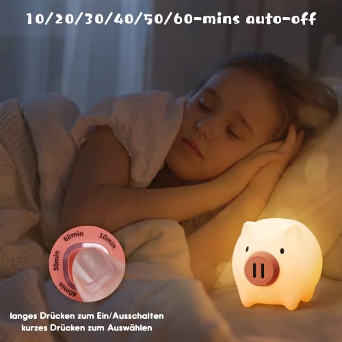 Luz Nocturna Infantil, UNEEDE Lampara Bebe de Silicona Kawaii, Regulables USB Lampara Bebe para la Habitación del Bebé