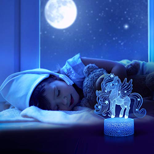 Luz Nocturna Infantil Unicornio, LED Luces Nocturnas Lámpara Unicornio de mesa táctil Luces con Control Remoto, Regalo Unicornio para Niñas, Decoración de Cumpleaños de Unicornio (unicornio4)