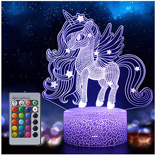 Luz Nocturna Infantil Unicornio, LED Luces Nocturnas Lámpara Unicornio de mesa táctil Luces con Control Remoto, Regalo Unicornio para Niñas, Decoración de Cumpleaños de Unicornio (unicornio4)