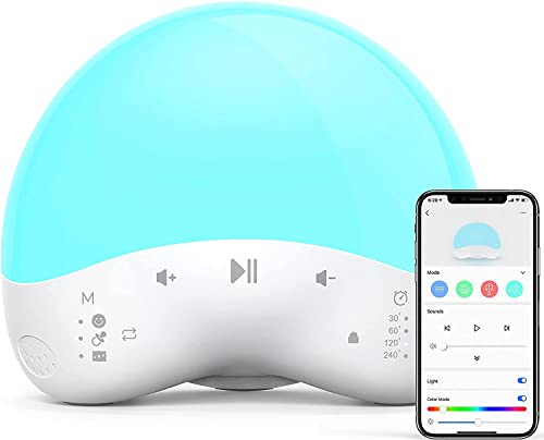 Luz nocturna para bebé, color blanco, con 25 sonidos naturales Hi-Fi, control por voz de ayuda para dormir, dispositivo de entrenamiento para el sueño, luz de lactancia para niños y adultos