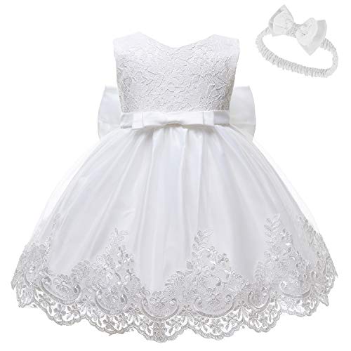 LZH Vestido de Encaje para Niñas Bebés Vestidos de Fores de Bowknot Concurso de Bodas Bautizo Bautizo Vestido de Tutú