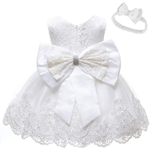 LZH Vestido de Encaje para Niñas Bebés Vestidos de Fores de Bowknot Concurso de Bodas Bautizo Bautizo Vestido de Tutú