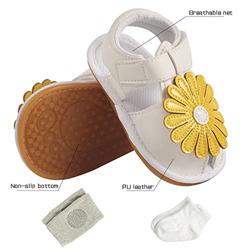 M MKBNXGYR Sandalias de verano para bebés, zapatos para niños, zapatos de piel sintética para recién nacidos, primeros zapatos para caminar de 12 a 18 meses, color Blanco, talla 0-6 meses