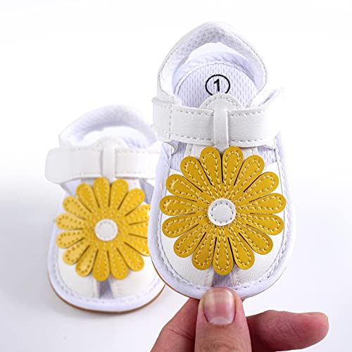 M MKBNXGYR Sandalias de verano para bebés, zapatos para niños, zapatos de piel sintética para recién nacidos, primeros zapatos para caminar de 12 a 18 meses, color Blanco, talla 0-6 meses