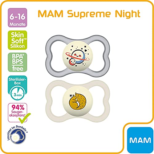 MAM 80712120 Supreme Night - Silicona 6-16, color gris-Instrucciones en lengua extranjera