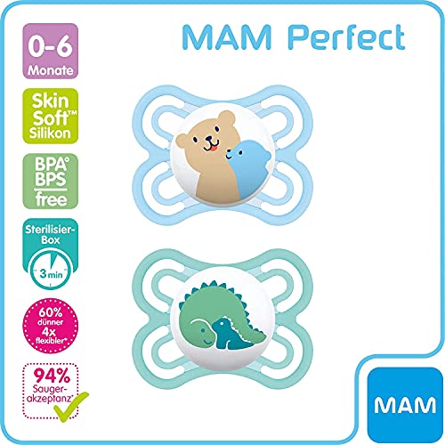 MAM Chupete original Night en paquete doble, a partir de 0 – 6 meses, oso y luna.-Instrucciones en lengua extranjera