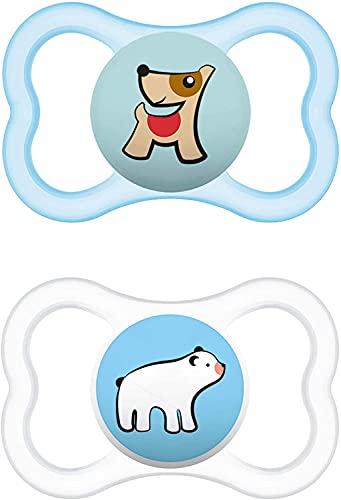 MAM Juego de 2 chupetes Supreme para el desarrollo saludable de los dientes y la mandíbula, previene la irritación de la piel, con caja para chupete, 16 meses +-Instrucciones en lengua extranjera