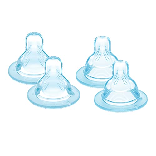 MAM Set de 4 Tetinas para Biberón 2x Flujo Lento Nº 1 y 2x Flujo Medio Nº 2 Tetinas de Silicona de Fácil Aceptación para los Bebés, 0+ Meses