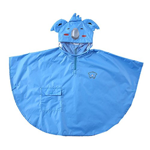 mama stadt Poncho Lluvia Bebe Capa Impermeable Niño Niña Poncho Chubasquero Infantil Unisex Chaqueta Agua Lluvia Ropa Impermeable con Capucha Animal, Koala Azul/ M(2-4 años)